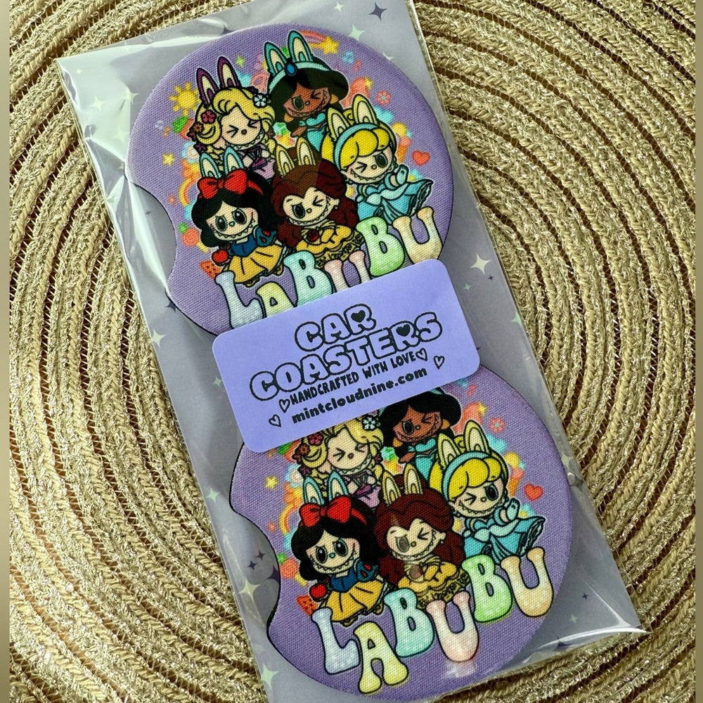 ☁️ 3/$30☁️ HANDCRAFTED CAR COASTER SET - LABUBU PRINCESS